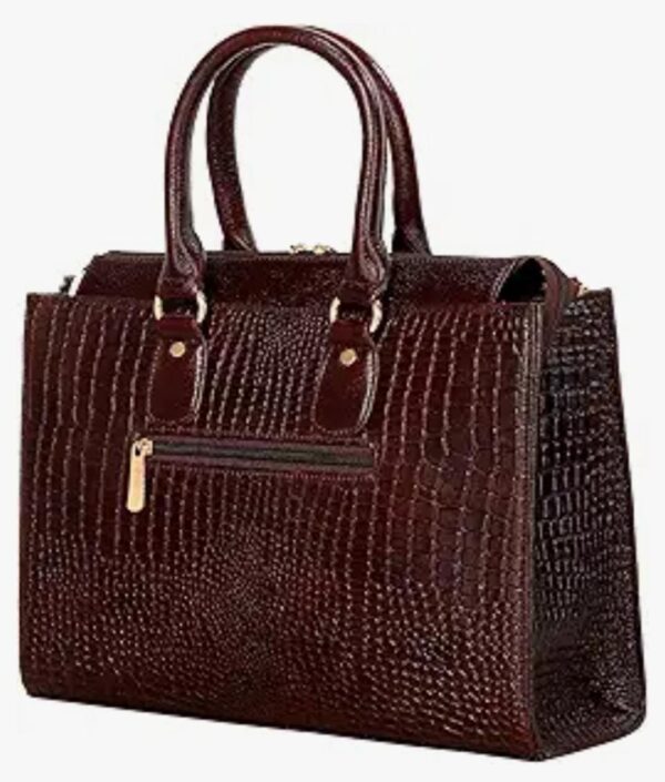 HYATT Leather Accessories Full-Grain Cro Leather Top-Handle satchels Tote Handbags & Shoulder Sling Bags For Women Office Branded Size- L-13.5 X H-10.5 x W- 4.6 Inch - Image 2