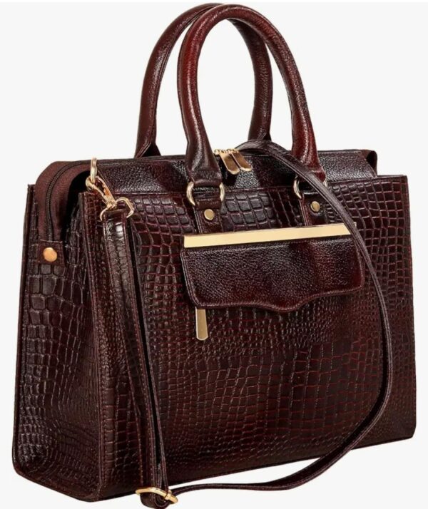 HYATT Leather Accessories Full-Grain Cro Leather Top-Handle satchels Tote Handbags & Shoulder Sling Bags For Women Office Branded Size- L-13.5 X H-10.5 x W- 4.6 Inch